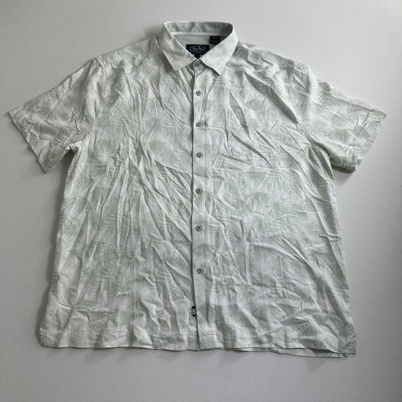 NAT NAST Silk Blend Short Sleeve‎ Camp Shirt Size Mens Size Large Green Floral - Picture 1 of 10